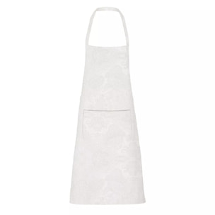 Tablier pur coton enduit motif jacquard blanc Mille isaphire blanc