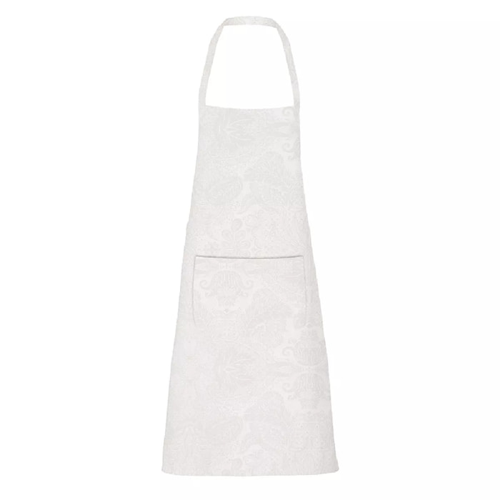 Tablier pur coton enduit motif jacquard blanc Mille isaphire blanc