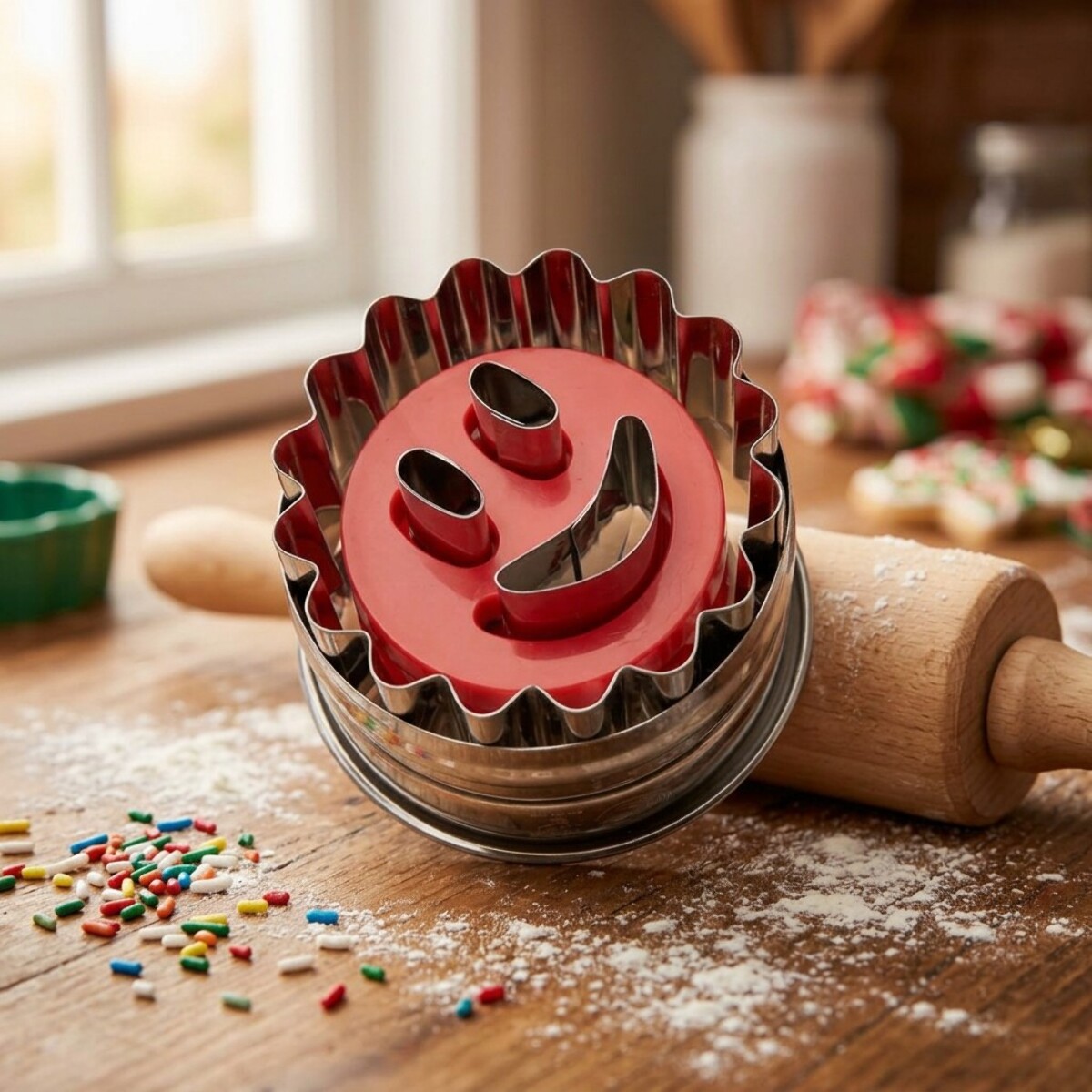 Emporte-pièce biscuit linzer motif smiley Dr Oetker Noël
