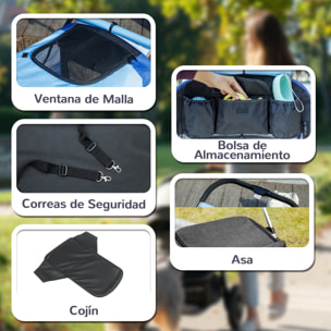 Carrito para Perros Plegable Cochecito para Perros Grandes hasta 30 kg con Ruedas Grandes Correas de Seguridad Marco Amortiguador Cojín Lavable 124x67x100 cm Azul