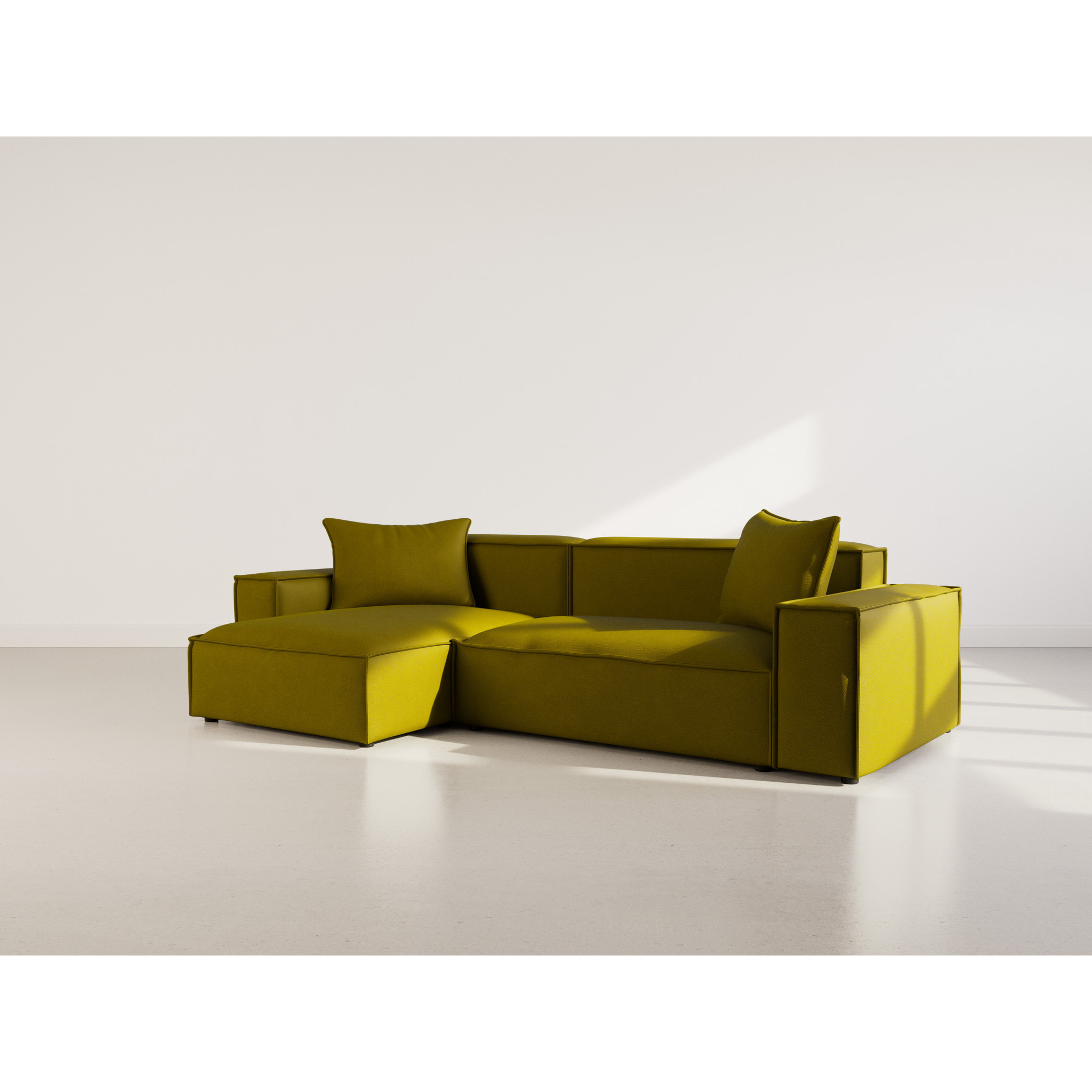 Atlas - Canapé d'angle réversible 4 places en velours texturé - Vert Olive