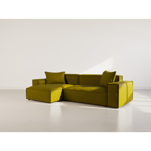 Atlas - Canapé d'angle réversible 4 places en velours texturé - Vert Olive