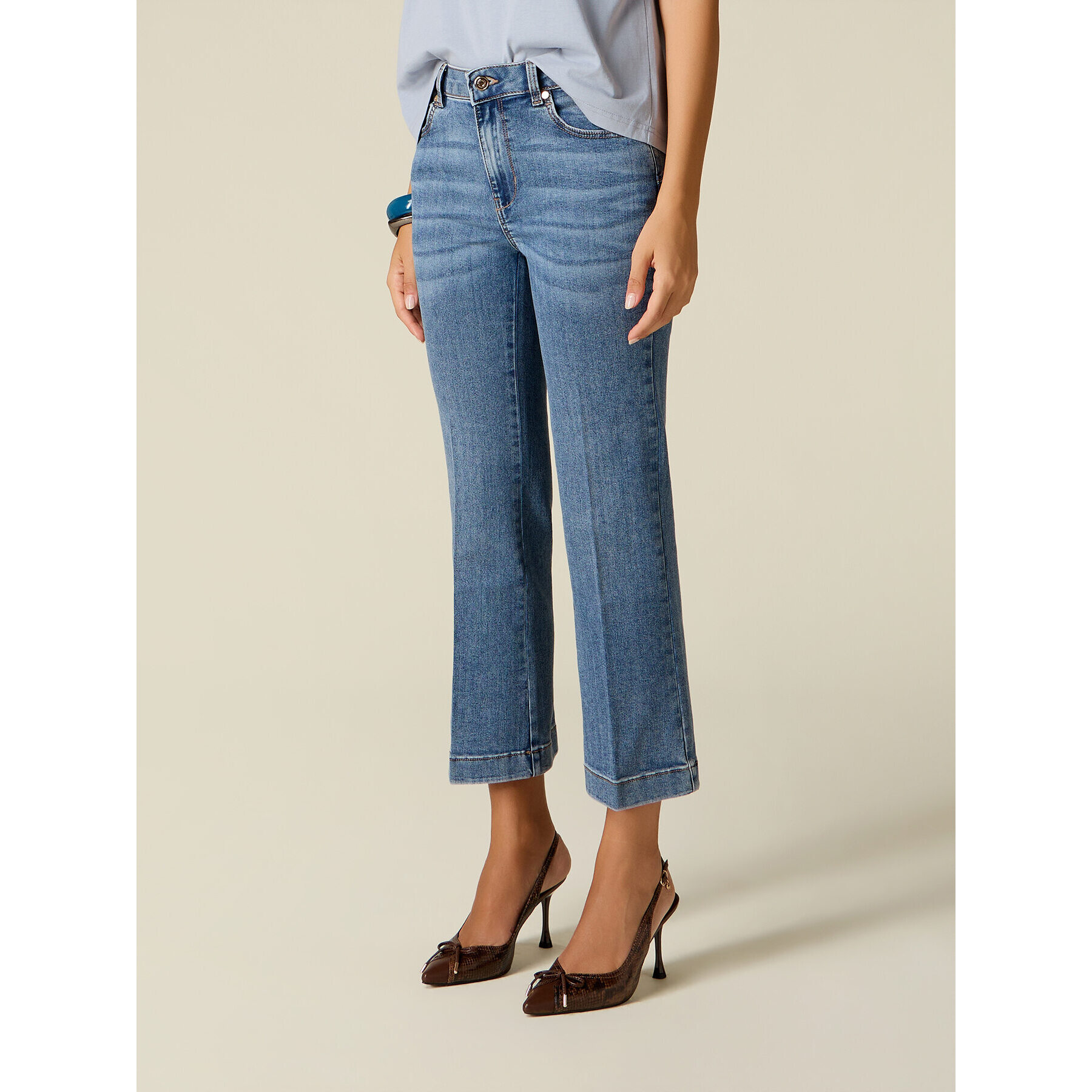 Oltre - Jeans flare stone washed - Blu