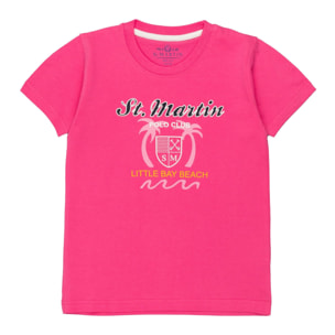 T-shirt jersey con stampa little bay beach Polo Club St Martin Rosa