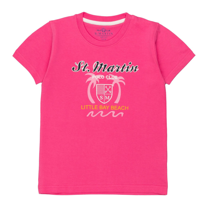 T-shirt jersey con stampa little bay beach Polo Club St Martin Rosa