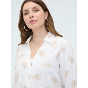 Fiorella Rubino - Camisa de viscosa con bordado paisley - Blanco