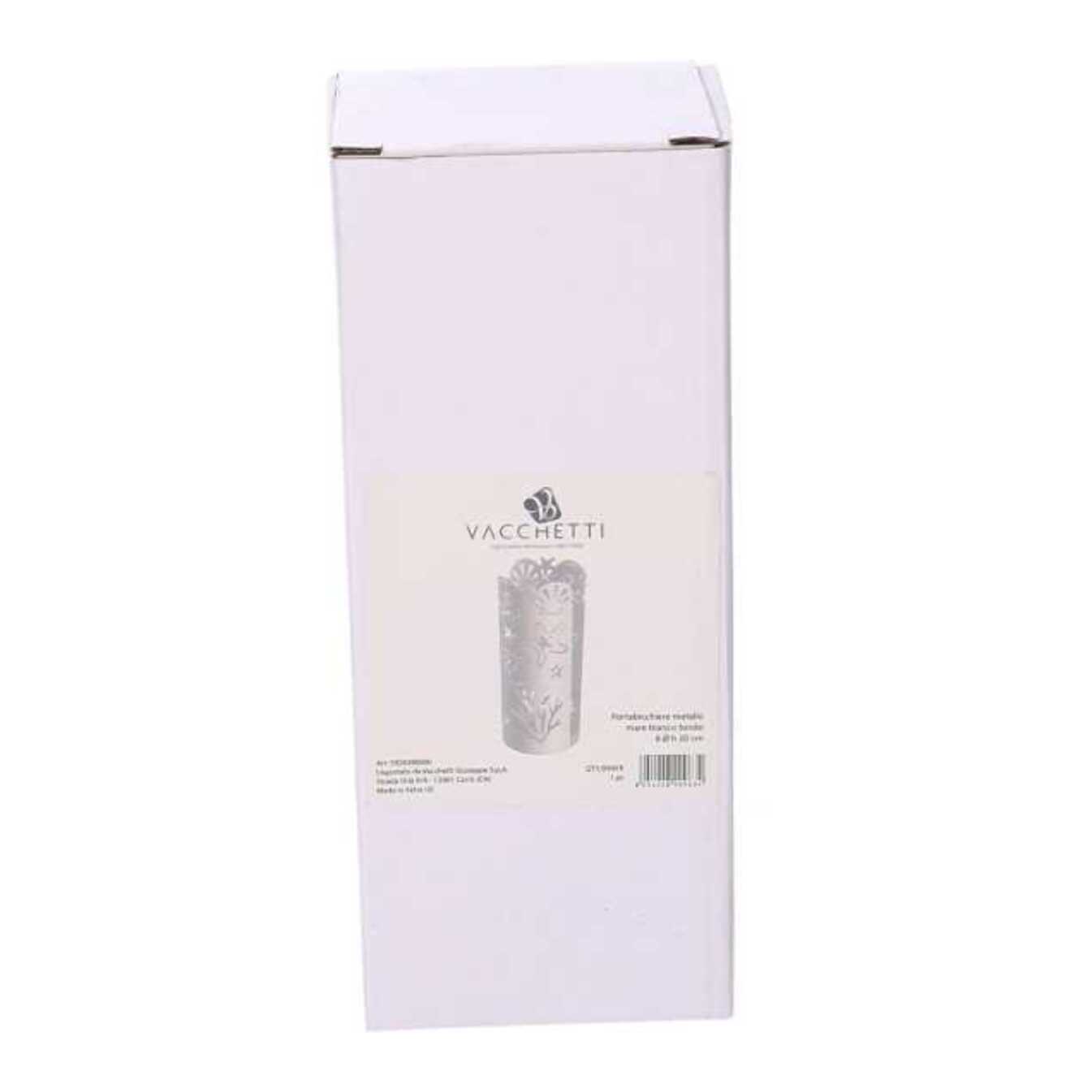 Portabicchiere in metallo mare bianco tondo cm ø8h20