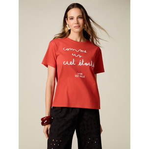 Oltre - T-shirt con stampa lettering - Arancione