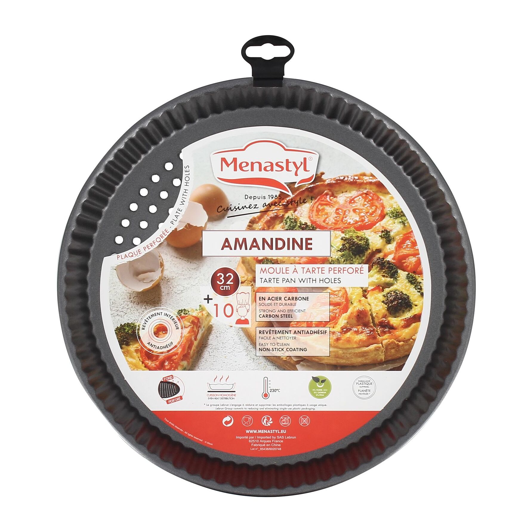 Moule à tarte perforé en acier carbone 30cm AMANDINE