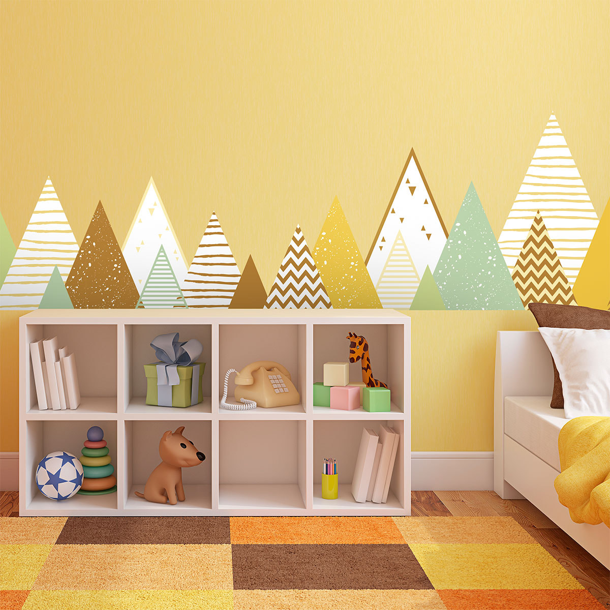 Stickers muraux enfants - Décoration chambre bébé - Autocollant Sticker mural géant enfant montagnes scandinaves MIAKA