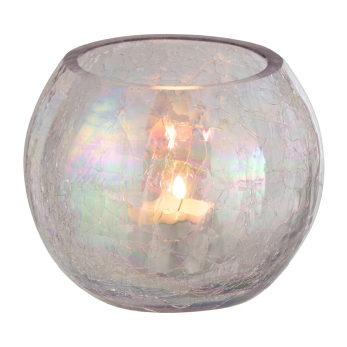 J-Line Photophore Boule Craquele Verre Effet Nacre Mauve Small