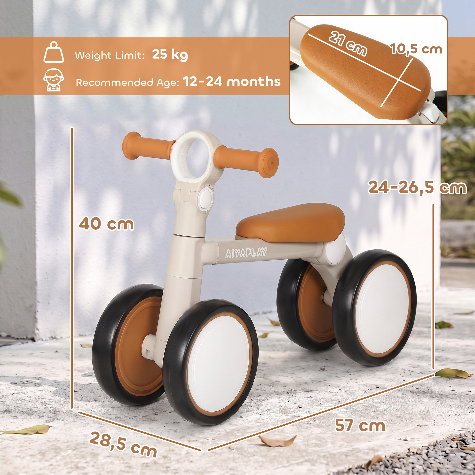 Draisienne enfant pliable selle guidon réglables crème