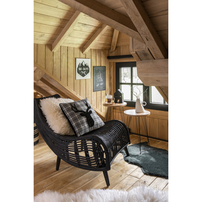 J-Line pancarte Carre Texte + Illustration Ski - métal - blanc/noir - 2 pcs