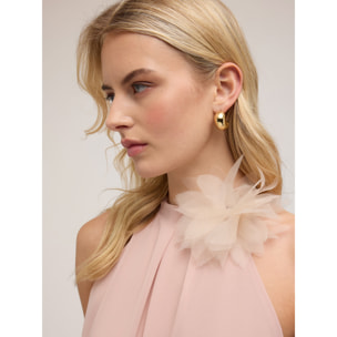 Motivi - Top halter con fiore in chiffon - Rosa cipria