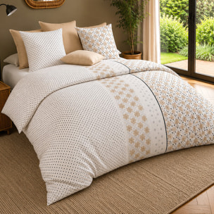 Parure housse de couette 100% percale de coton motif floral graphique - ROSALB