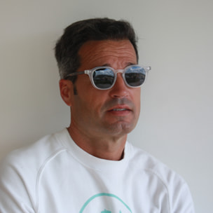 Gafas de sol OCEAN HILL - Blanco transparente mate con patillas en carey y / Ahumada