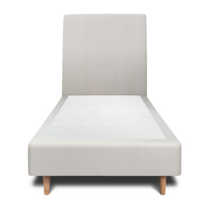 Lit avec tête de lit tapissée velours et sommier tapissier Ep20