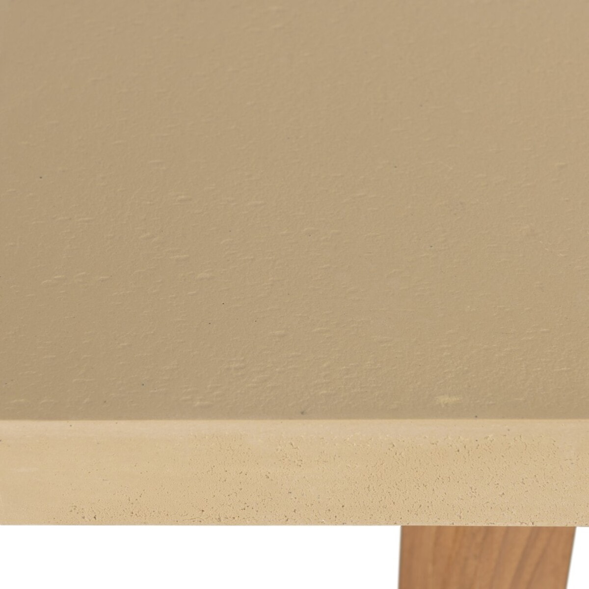 DAK - Table basse rect. 120x70cm en béton beige pieds croisés en teck