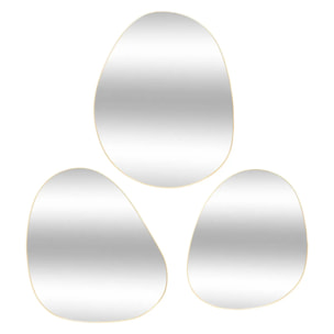 Lot de 3 miroirs organiques "Lida" L32/44,5/47cm or