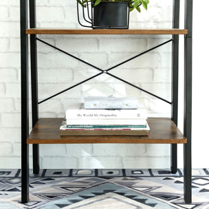 Libreria a scala industriale LLS44X in legno rustico e metallo