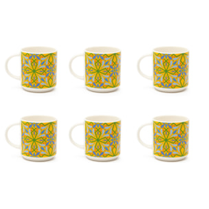 Set de 6 Tasses à Café Excelsa – Puebla, New Bone China Multicolore