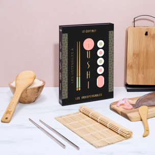 Coffret Ustensiles de Cuisine - COOK CONCEPT - Noir - Tapis à Rouler, Cuillère à Riz, Spatule, Baguettes