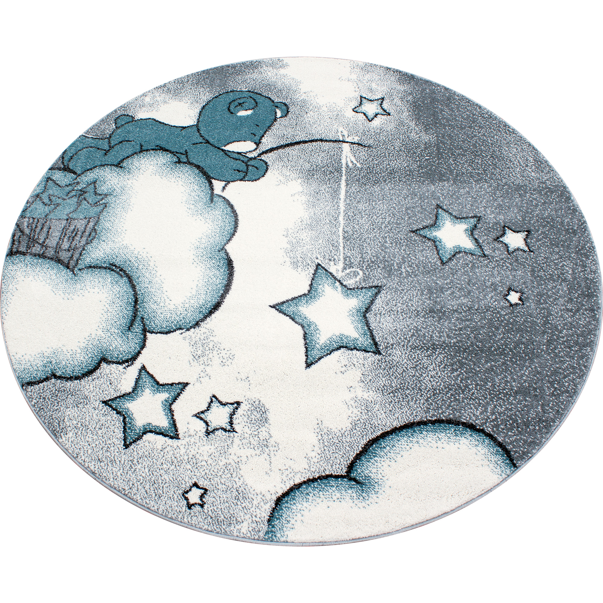KIDS - Tapis enfant rond à motif ourson bleu - KID0580BLE