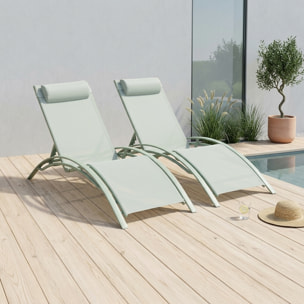 Bain de soleil aluminium multi positions (lot de 2) LOUISA