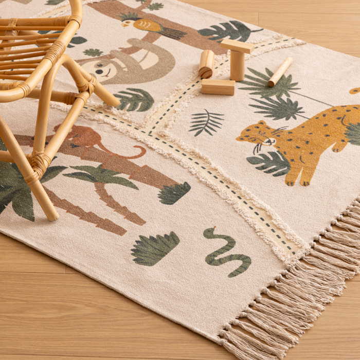 Tapis enfant "Jungle" - coton - L. 100 x P. 0 - 5 x H. 150 cm - 100x150 cm