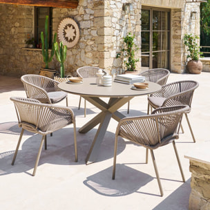 Table de jardin 6 places Oryon D130cm café