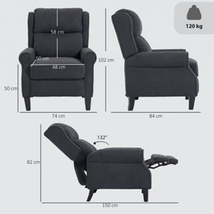 Fauteuil classique chic inclinable bouclette anthracite