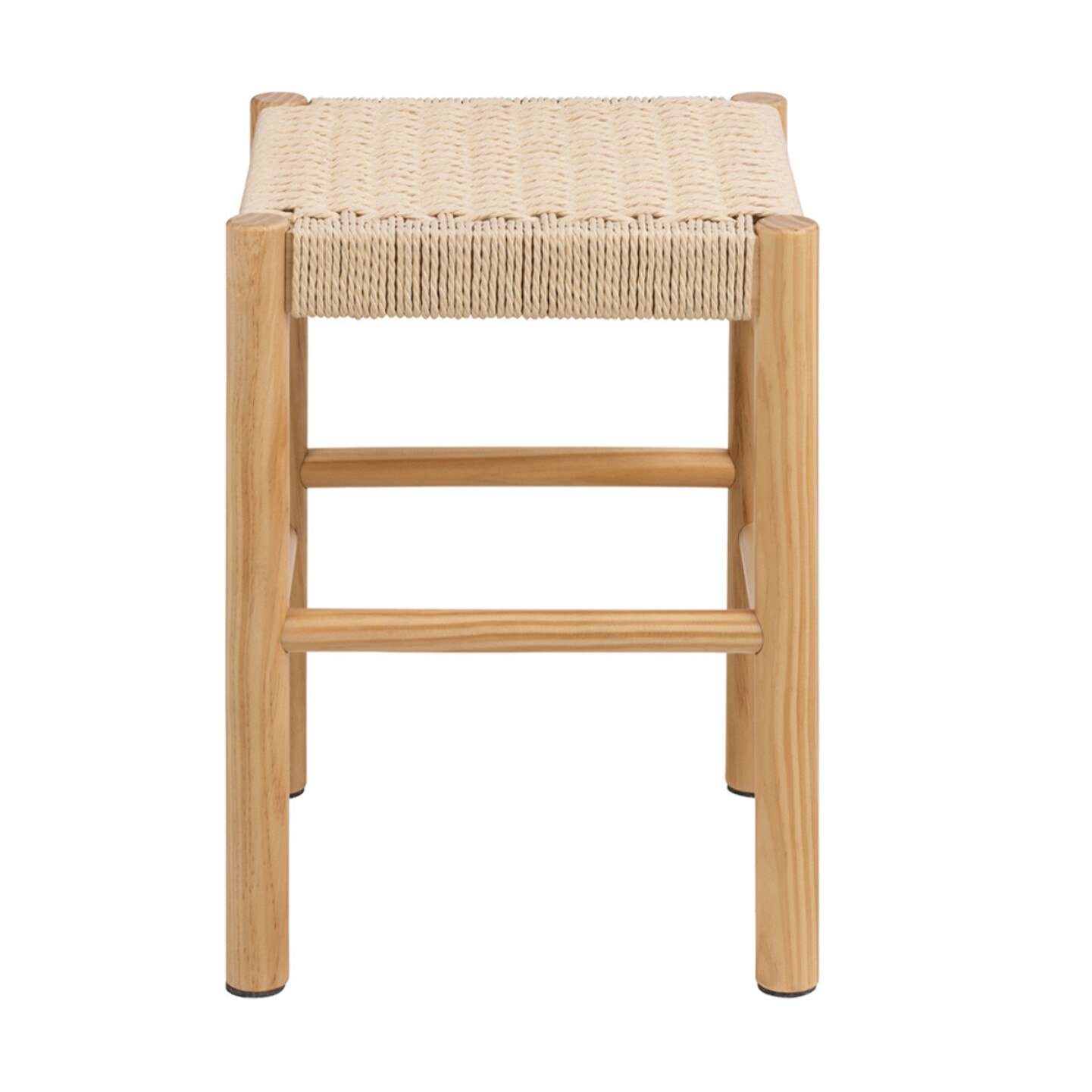 Liora - tabouret en bois de pin et corde tressée – H 45cm - Bois / Beige