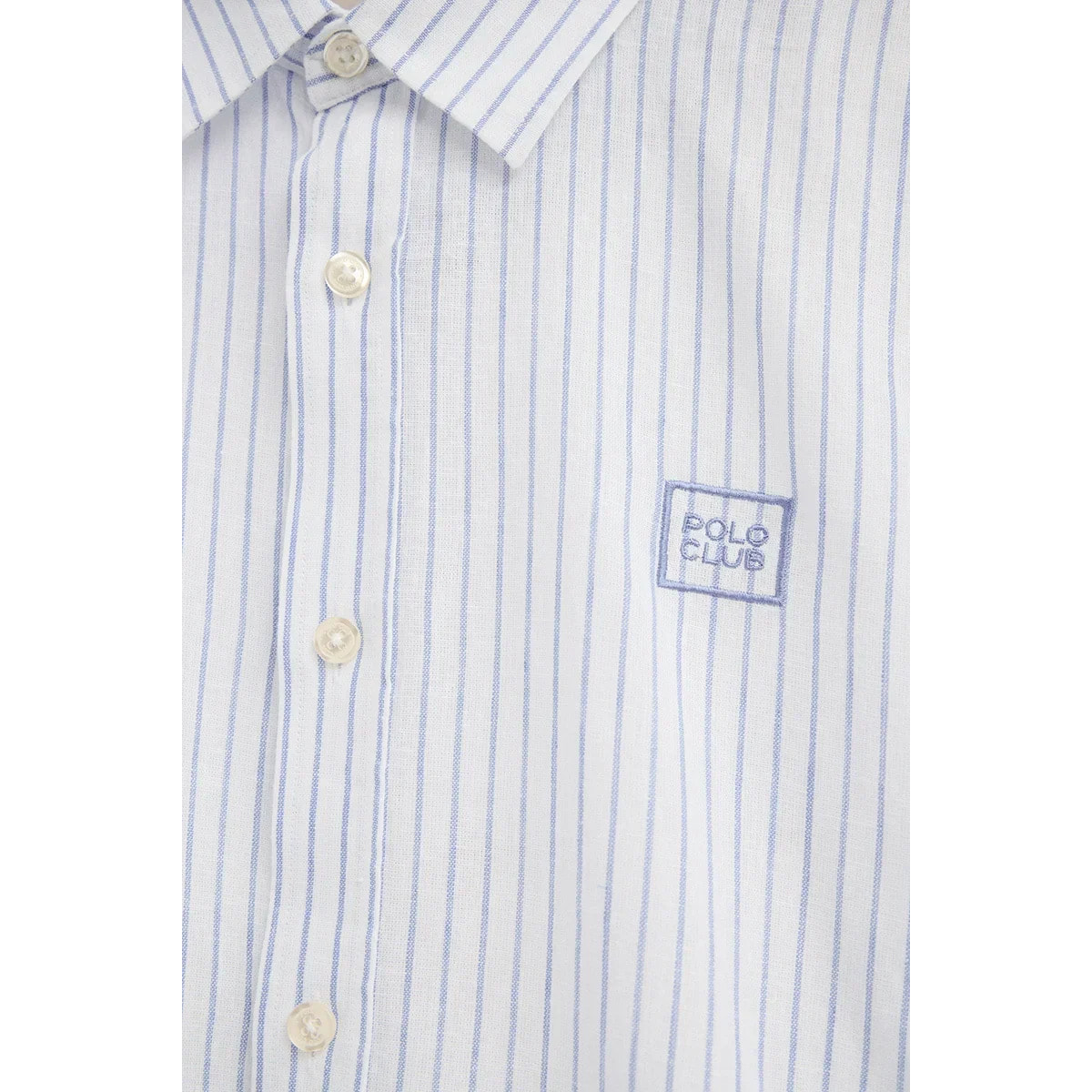 Camicia a righe bianca con colletto alla francese, taglio regolare e ricamo Polo Club