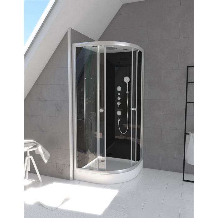Cabine de douche RAVEN ROUND 1/4 de cercle 90x90x215cm