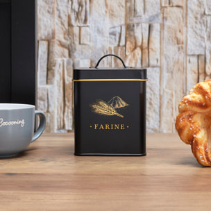 Boite Metal Noir Et Dore Farine M12