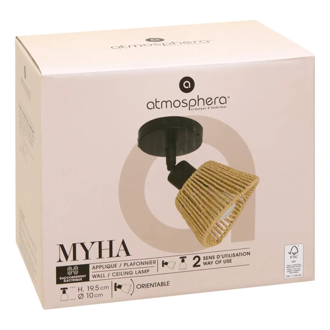 Applique murale/plafonnier Myha beige 10x10cm