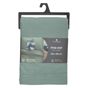 Drap en coton - vert céladon 240x290 cm