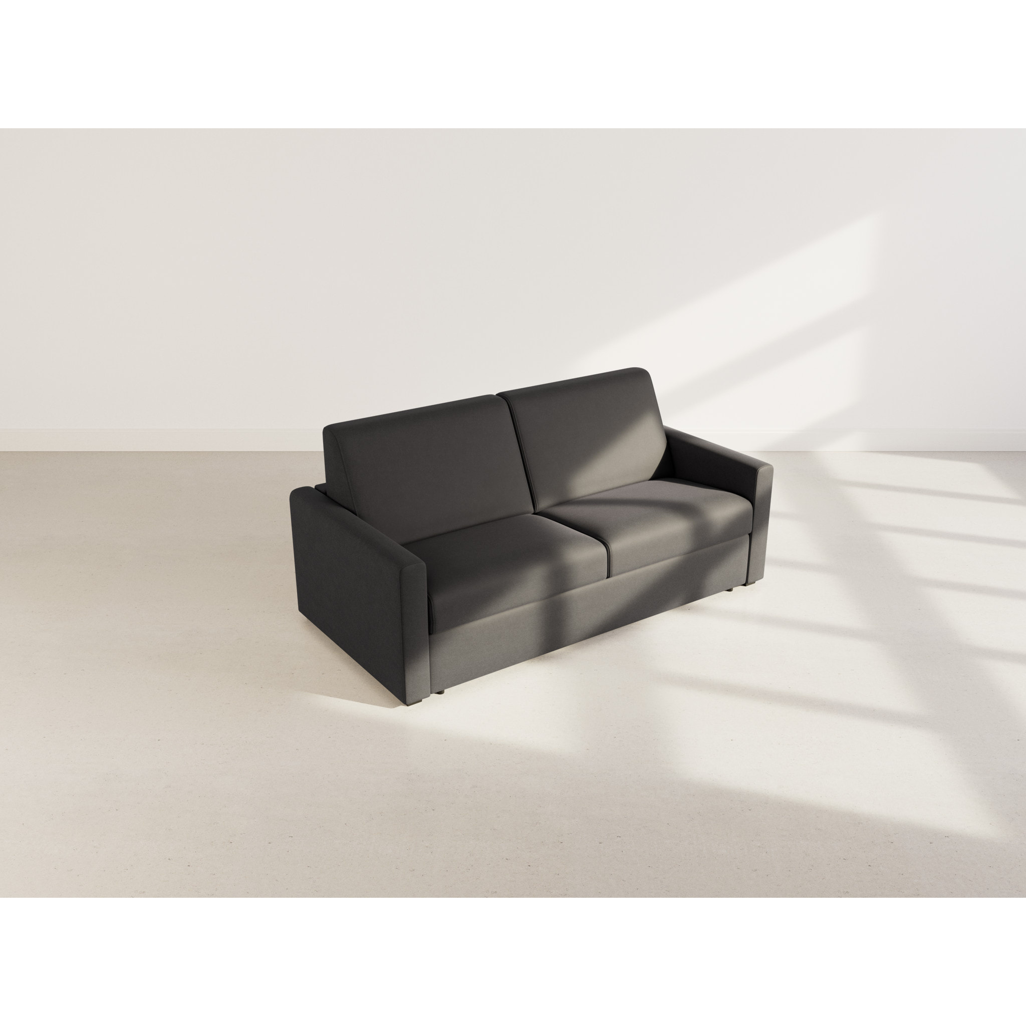 Julia - canapé lit 3 places convertible express couchage quotidien 140 cm matelas 14 cm en tissu - Noir