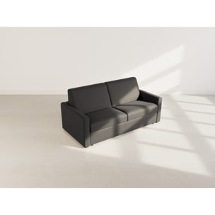 Julia - canapé lit 3 places convertible express couchage quotidien 140 cm matelas 14 cm en tissu - Noir