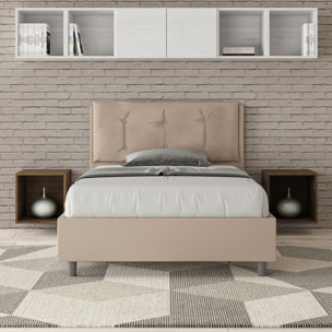 Letto una piazza e mezza contenitore imbottito 120x210 similpelle tortora Annalisa Large