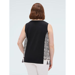 Fiorella Rubino - Top bimaterico con nappine - Nero
