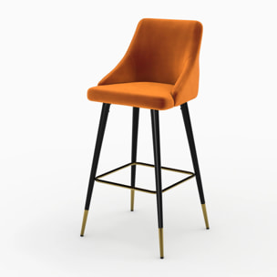 Pack 4 chaises de bar en velours orange et jaune 77,5 cm - Aristote