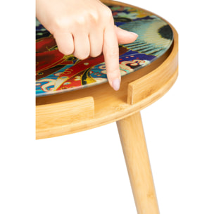 Tavolino Excelsa Kimono in bambù e vetro 48x48x44 cm multicolore