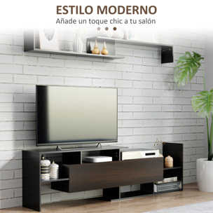 Muebles de Salón Conjunto Muebles de TV para Televisiones de Pared hasta 65" o de Pie hasta 40"con Mesa para Televisor 153,6x25x42 cm y Estante de Pared 150x14,5x16,3 cm Negro y Marrón