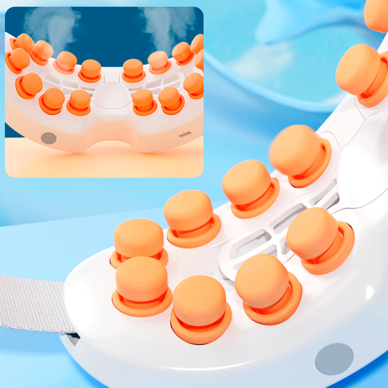 Massaggiatore per occhi 3D con calore e nebulizzazione. Musica locale e Bluetooth, tre modalità di utilizzo e batteria ricaricabile.