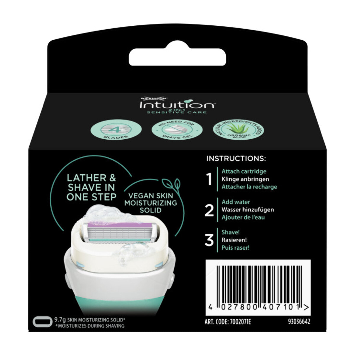 Pack de 2 - Wilkinson - Intuition 2in1 Sensitive Care - Lames de rasoir pour femme - Pack de 3