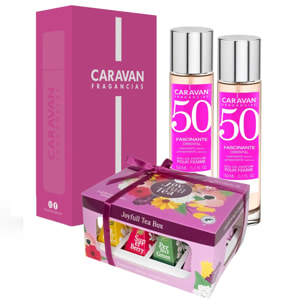 Caravan set de 2 fragancias de mujer nº50 + caja regalo caravan + joyfull caja de té piramidal