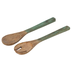 J-Line Couverts à  salade - bois de manguier - vert foncé