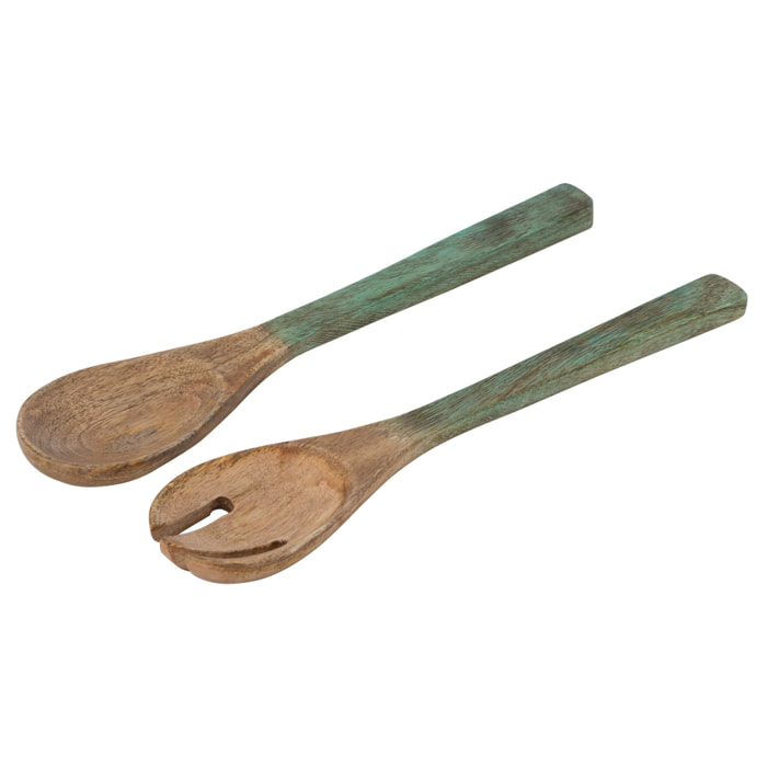 J-Line Couverts à  salade - bois de manguier - vert foncé