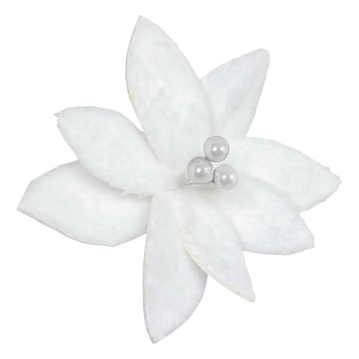 Décoration de sapin poinsettia blanc 25cm